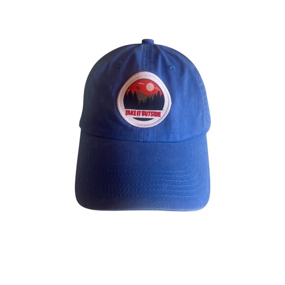 Blue Port Authority Adjustable Baseball Cap With "Take It Outside" Patch Made In - Picture 1 of 6